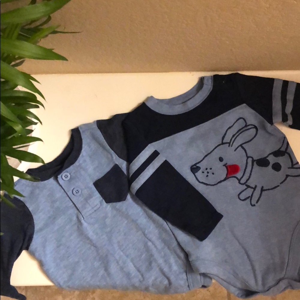 Set of two 6-9 month long sleeve blue onesies